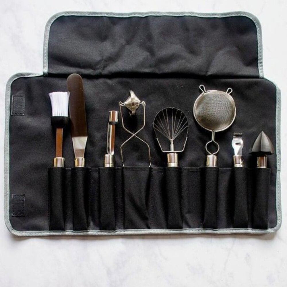Blue Jean Chef Kitchen Tool and Gadget Set 8 Pieces with Storage Pouch - NEW